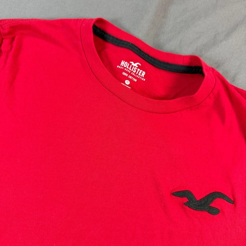 Hollister Mens Must-Have Collection Long Sleeve T-Shirt Red Logo Size M